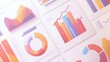 © aleks - Colorful data visualizations and graphs displayed on a wall in a modern office