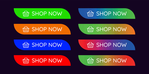 Colorful CTA button set.