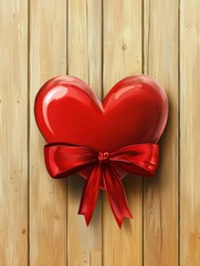 Sticker - love valentine's day red heart gift copy space on wooden background