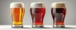 © typepng - Craft beers selected in elegant glasses, exhibiting vibrant colors and foamy heads, ideal for any beer enthusiast or event