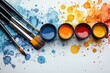 © typepng - A collection of painting accessories including paints and brushes. Fine art supplies. Creative design in flat style. Top view. Copy space