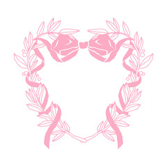 Wall Mural - elegance retro heart border with bow and ribbon in victorian vintage style. hand-drawn baroque clipa