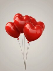 Sticker - Illustration of red balloons shape of heart. Happy Valentines Day, vector illustration