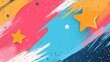 © aicandy - Vibrant Abstract Art Featuring Bold Colors, Dynamic Star Elements, and Energetic Brush Strokes in a Modern Design with Playful Aesthetic
