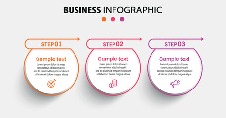 Wall Mural - infographic design template with icons and 3 options or steps. can be used for process diagram, pres