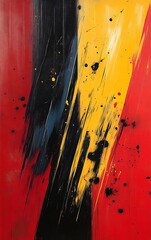 Wall Mural - Abstract painting with red, yellow, and black strokes.