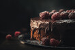 © Michael Marquand - gourmet chocolate cake with raspberries and chocolate icing