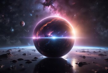 Wall Mural - Ethereal nebula surrounds a glowing orb, amidst starry expanse,  cosmos,  astral,  galaxy