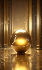 Wall Mural - Glowing aura surrounds a solitary orb amidst abstract gold background,  spiritual, gold,  glowing