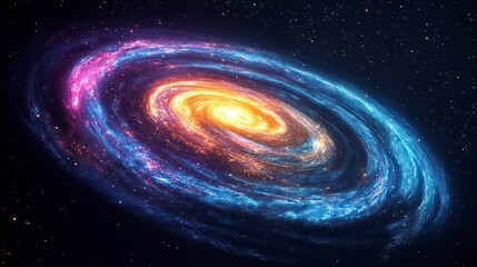 Wall Mural - a glowing spiral galaxy rendered in abstract neon patterns.