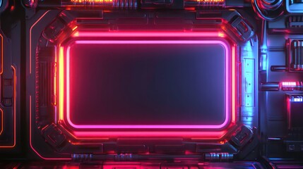 Wall Mural - a glowing tech-inspired signboard with a cyberpunk vibe
