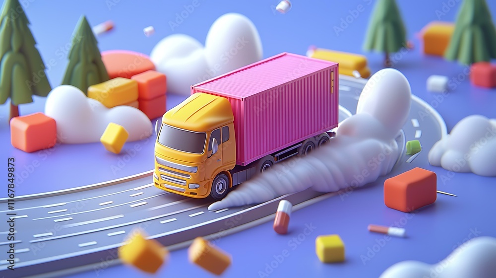 Container Driver Alert Animation Automated alerts for cargo movement discrepancies displayed on a ...