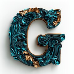 Wall Mural - Elegant Aquamarine Letter G with Mocha Accents