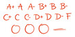 © HTGanzo - Hanwritten letter grades from A+ to F written in red