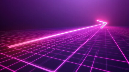 Wall Mural - a vibrant, futuristic arrow pointing upward against a grid background, suggesting progress.