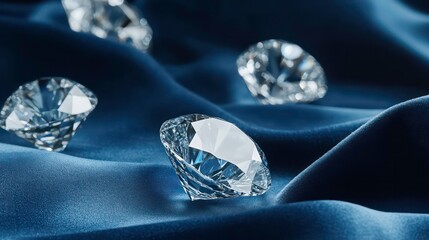 Canvas Print - variety of ethical lab grown diamonds in different cuts and sizes, arranged on a sleek, modern surfa