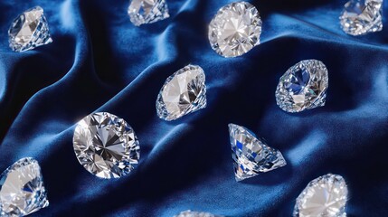 Canvas Print - variety of ethical lab grown diamonds in different cuts and sizes, arranged on a sleek, modern surfa