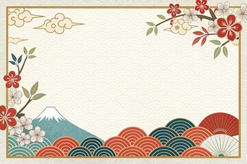 retro vintage illustration Japanese pattern background