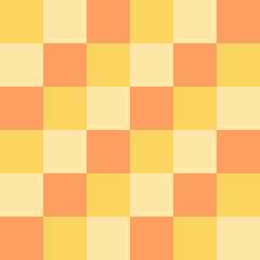 Seamless vector pattern with colorful geometric squares. Creates a bright mosaic texture for modern wallpaper designs. Orange-yellow grid. Again, fabric pattern.