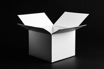 White box flipping open isolated on a black background