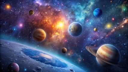 Wall Mural - stunning starry night sky filled with galaxies and planets, starry, night sky, galaxies, planets, un