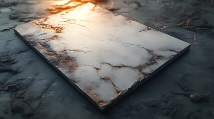 Wall Mural - Illuminated marble slab on dark stone.