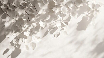 Aufkleber - White paper leaves and shadows on a light background.