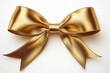 © NE97 - Elegant gold ribbon bow on a white background, ideal for gifts, celebrations, weddings, and branding with ample space for text or logos.