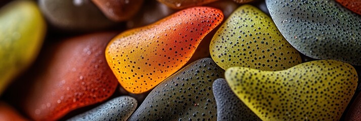 Poster - Close-up view of colorful, speckled, smooth stones.