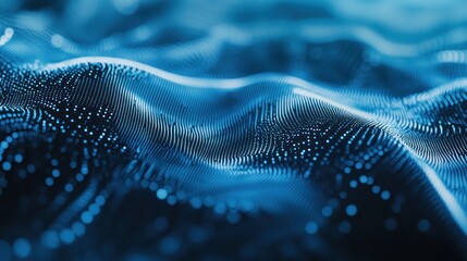 Poster - Abstract blue digital wave background with particles.