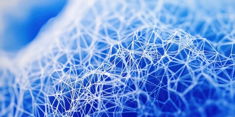 Leinwandbilder - Abstract blue and white network mesh.