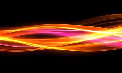 Wall Mural - abstract waves of light: vibrant pink and orange hues in motion