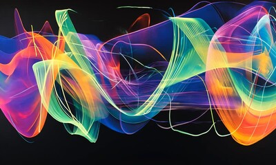 Wall Mural - Vibrant Light Trails Dance Across the Night