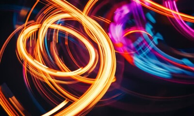 Wall Mural - Vibrant Light Trails: Abstract Swirls of Color and Energy
