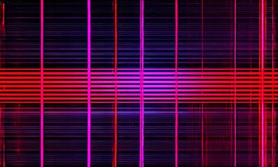 Wall Mural - abstract neon grid: vibrant pink, red, and blue light streaks on a dark background