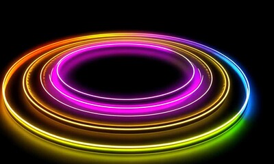 Sticker - Vibrant Rainbow Neon Circles Abstract Background