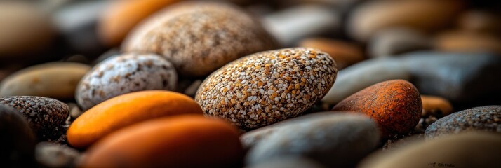 Poster - Close-up of colorful, smooth sea stones, pebbles, and rocks.