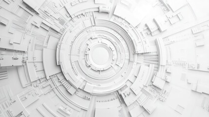 Aufkleber - Abstract white circular technological design, futuristic concentric rings and geometric shapes.