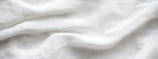 Leinwandbilder - Close-up of white fabric texture with soft folds and wrinkles.