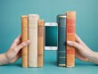 © Dudarte - A batalha pela atenção em um mundo digital. A imagem captura a tensão entre o mundo analógico dos livros e o digital dos smartphones