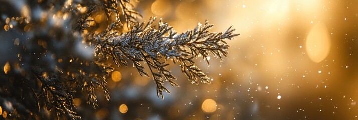 Poster - Frosty winter branch with bokeh background. (2)