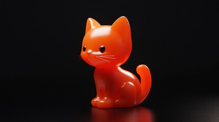 Canvas Print - Orange toy cat sits, black backdrop.