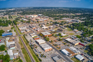 aerial view of the dfw suburb of mesquite, texas during summer