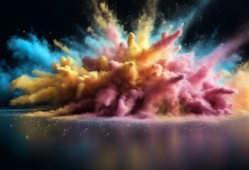 motion abstract explosion o. dust splatted color background powder freeze black background
