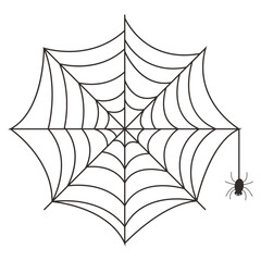 Black Spider Web Illustration. Isolated Vector icon in Simple Decoration.