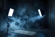 © BETHI - Photo of an empty photographic studio with modern lighting equipment. Empty space for your text or objects.