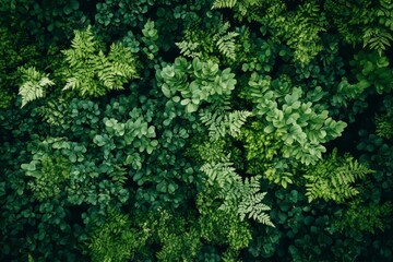 Sticker - Lush green foliage, ferns, and leaves.