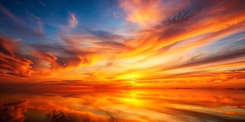 Wall Mural - Abstract Orange Sunset Sky Gradient Background - Blurred Natural Colors, Copy Space Left