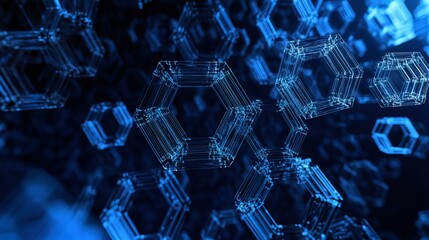 hexagonal connection with blue colour background