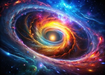 Wall Mural - abstract star: swirling cosmic energy, black hole particle burst, dark nebula